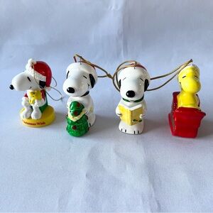 Vintage Snoopy Christmas Ornaments Set Of 4